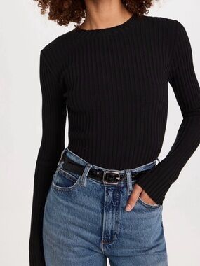 Anine Bing Ribbed Cotton Long sleeve top